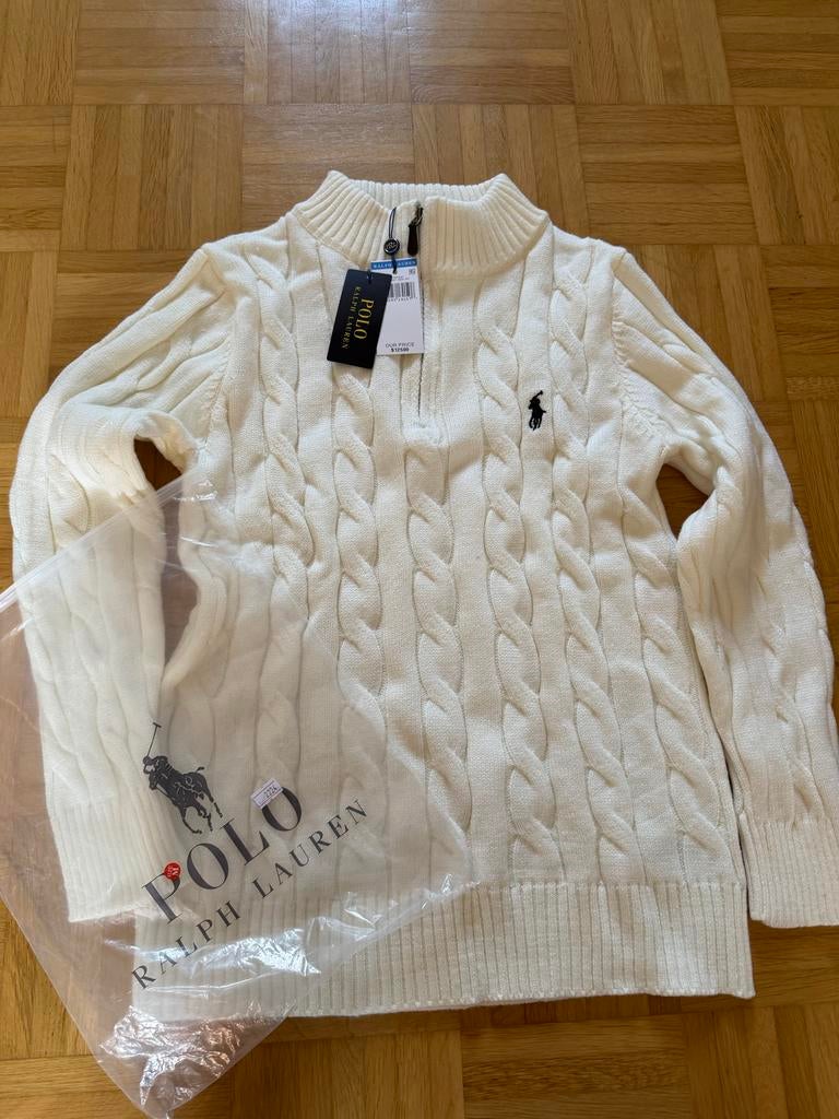 Ralph Lauren Quarterzip Kabeltrui - Maat M, Ophalen of Verzenden, Nieuw, Maat 38/40 (M), Wit