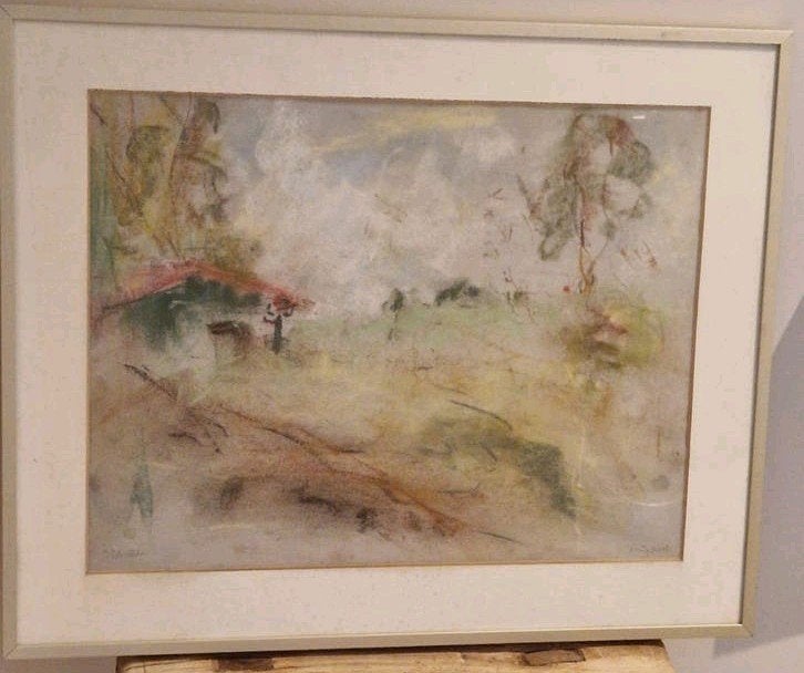 acquarel landschapsschilderij, ingelijst, Antiek en Kunst, Ophalen, Impressionistisch, Landschap, Aquarel