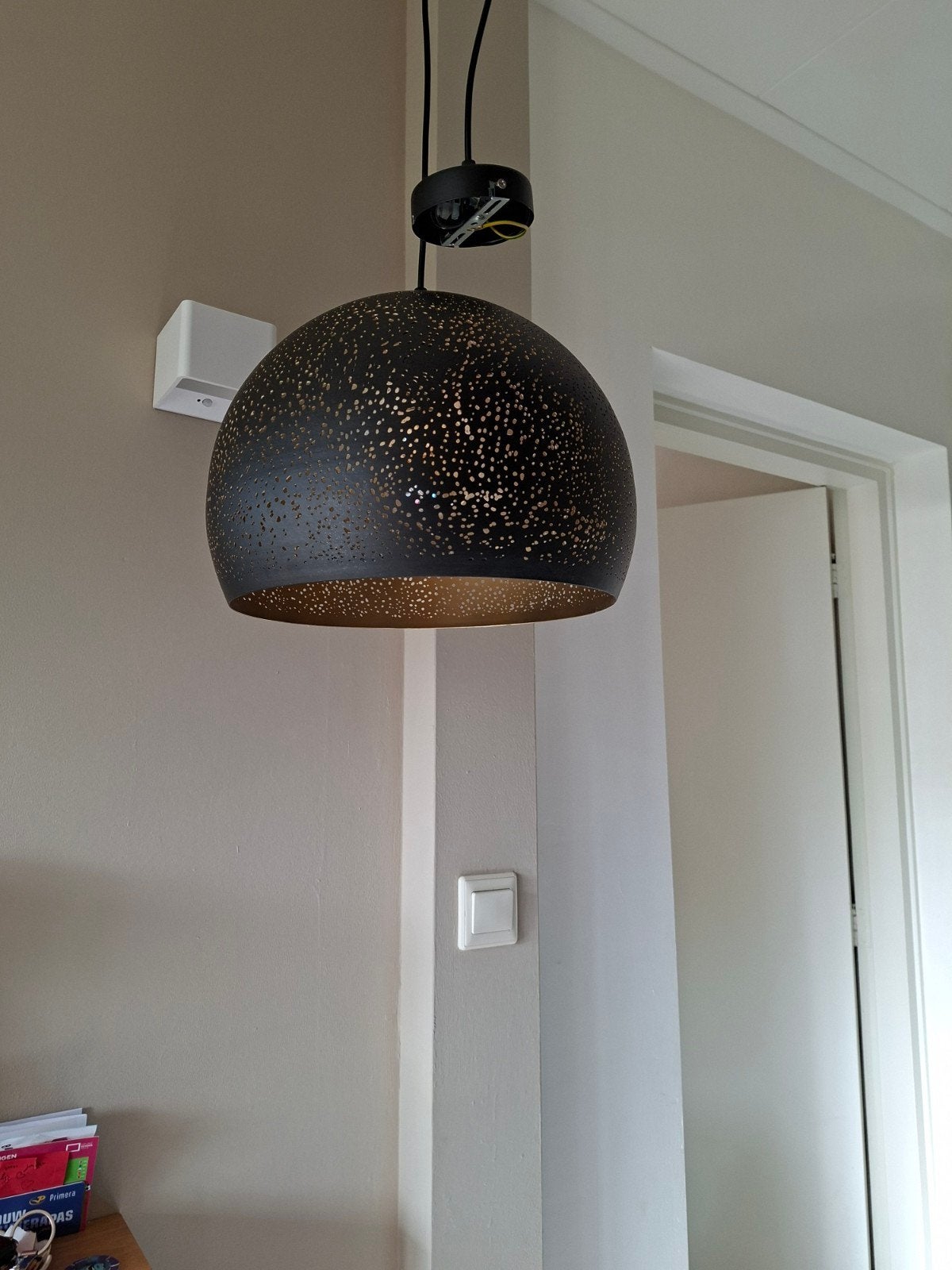 Hanglamp Gemino zwart goud, Ophalen