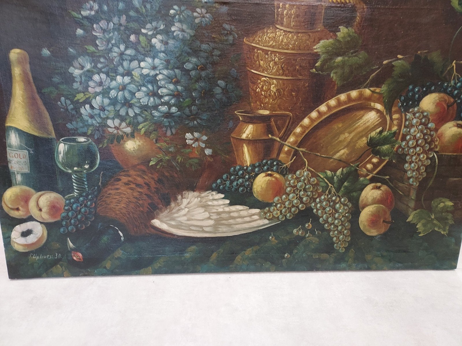 Groot stilleven, oud schilderij  110*65.5 cm, Ophalen, Klassiek, Gesigneerd, Stilleven