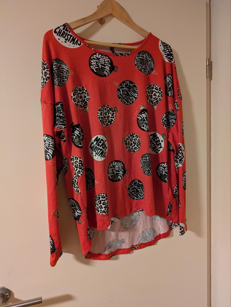 Kersttrui dames rood met print - Nooit gedragen, Maat 38/40 (M), Nieuw, Lange mouw, Rood