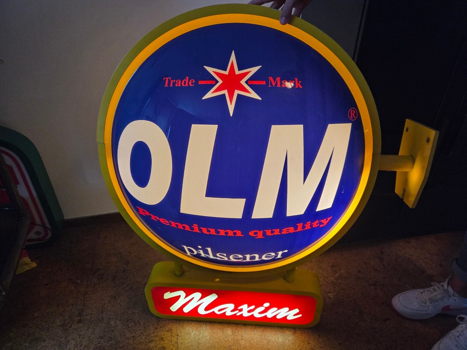 Olm Pilsener Reclamebord met Verlichting - Vintage Lichtbak, Ophalen, Gebruikt, Lichtbak of (neon) lamp