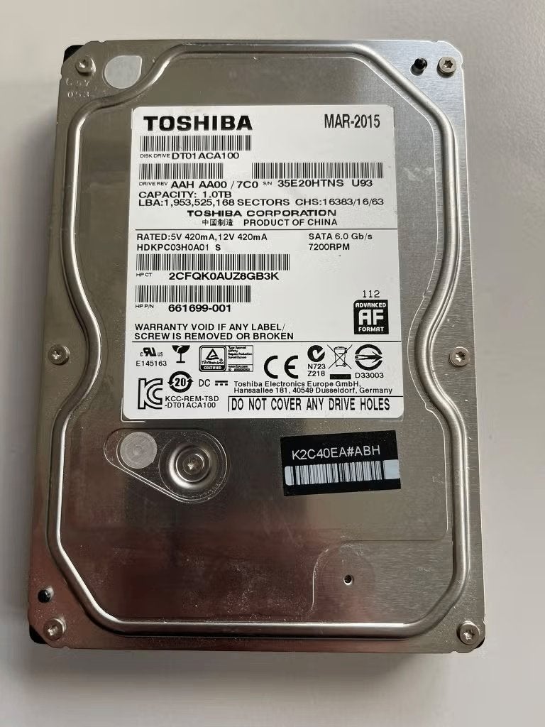 Toshiba 1TB 3,5 inch SATA HDD 7200 RPM – Getest (83), Computers en Software, Intern, Ophalen of Verzenden, Desktop, Gebruikt