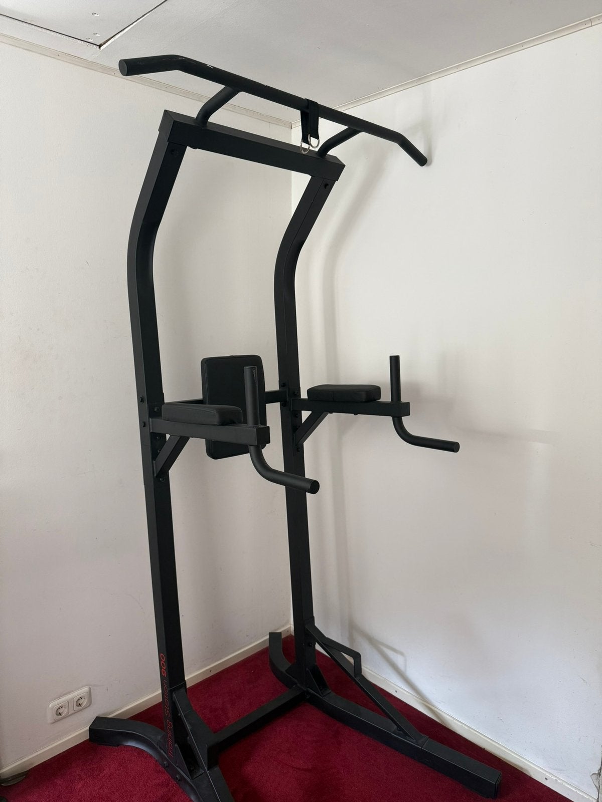 Bench/squat rek en powertower, Ophalen, Zo goed als nieuw, Fitnessbank