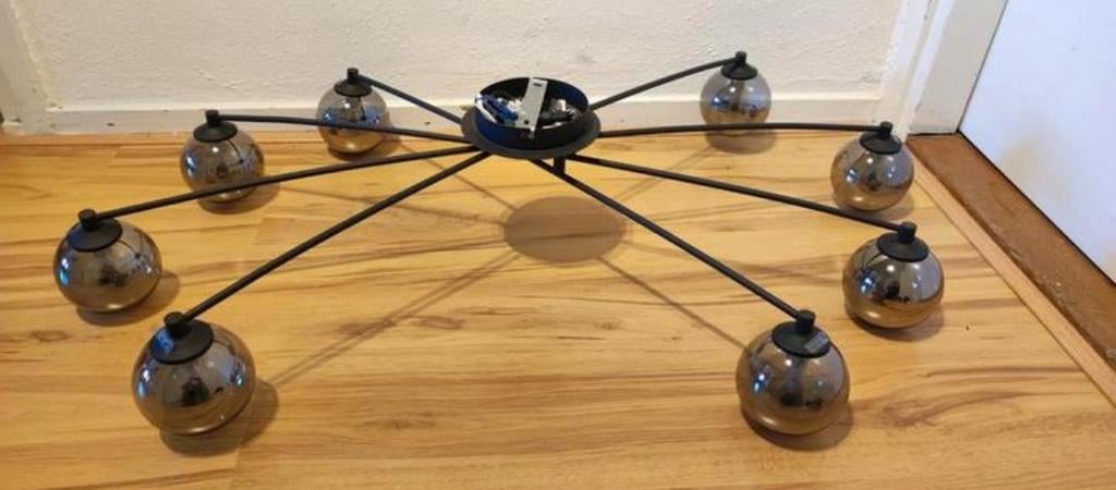 Qazqa plafondlamp, Huis en Inrichting, Lampen | Hanglampen, Ophalen, 50 tot 75 cm, Zo goed als nieuw, Glas