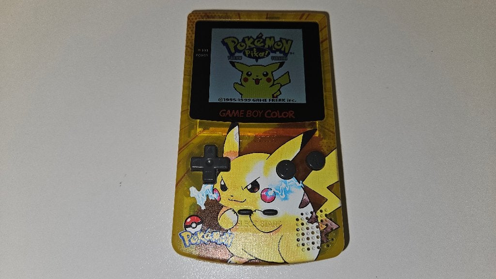 Gameboy Color IPS screen - Pokemon Yellow Pikachu edition, Spelcomputers en Games, Verzenden, Zo goed als nieuw, Game Boy Color