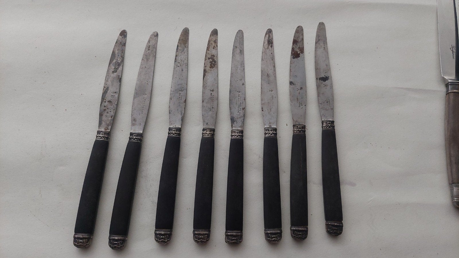 Antieke Chemellat Paris messen set - 8 stuks, Antiek en Kunst, Antiek | Bestek, Verzenden