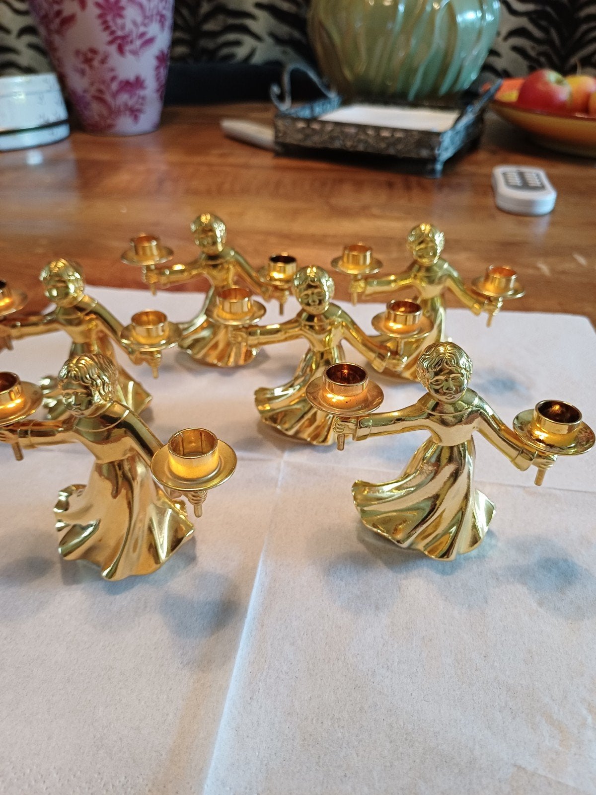 Set van 8 gouden engelen kandelaars, Antiek en Kunst, Ophalen of Verzenden