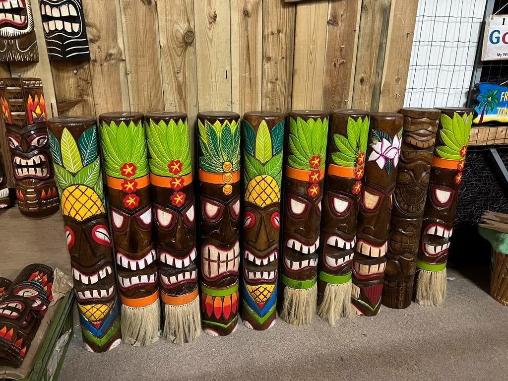 Tiki Totem | Totempaal | Tiki Jungle | 100 cm, Antiek en Kunst, Kunst | Beelden en Houtsnijwerken, Ophalen of Verzenden
