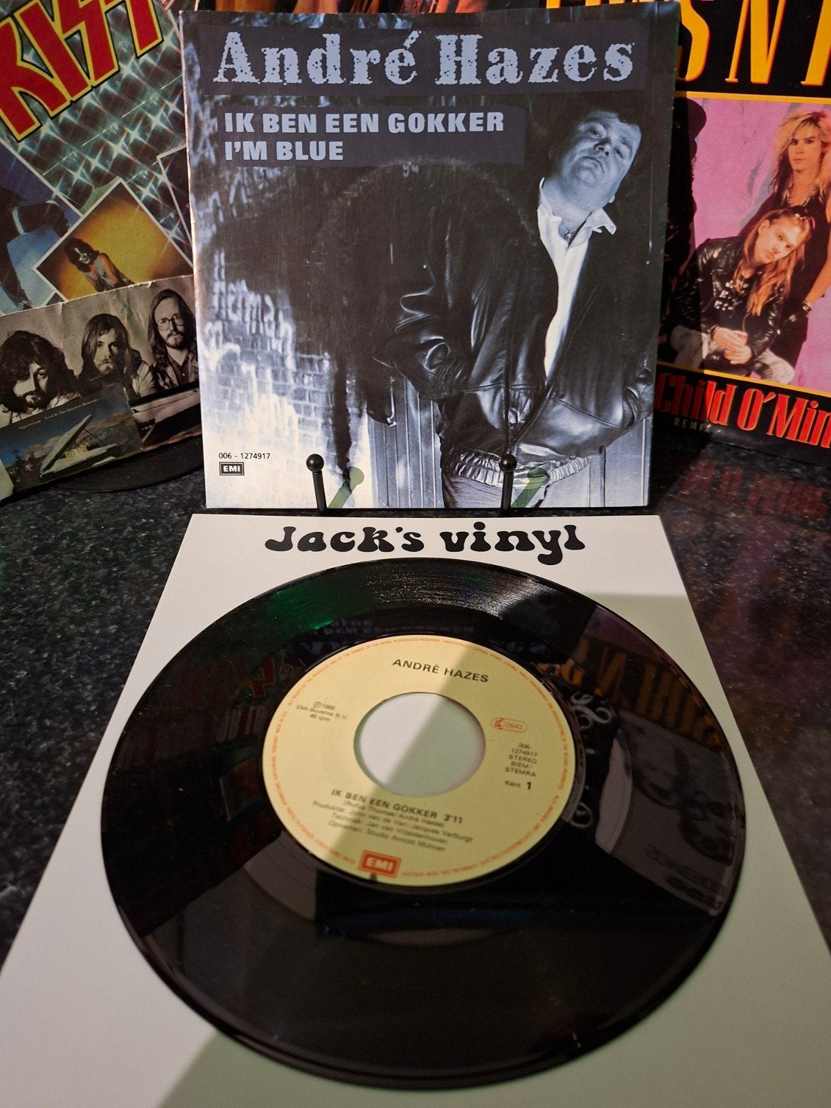 André Hazes - Ik Ben Een Gokker / I'm Blue  1989, 7 inch, Ophalen of Verzenden, Zo goed als nieuw, Beschermende buitenhoes