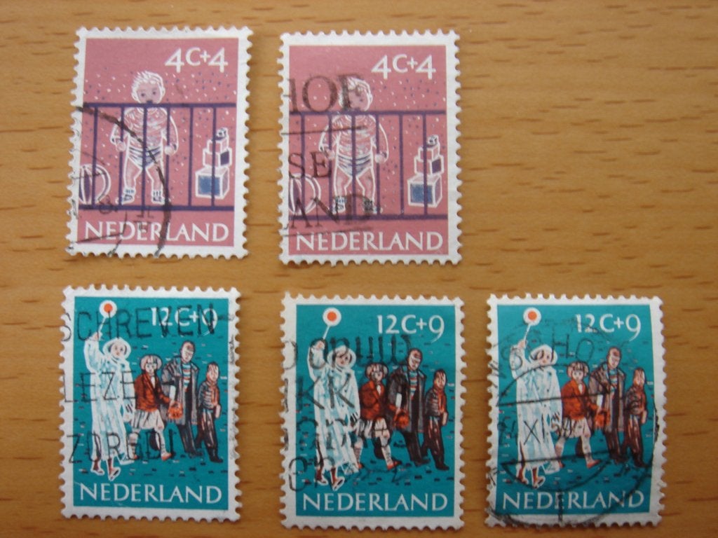 Kinderzegels 1959 5x NVPH 731 EN NVPH 734  , Postzegels en Munten, Postzegels | Nederland, Ophalen of Verzenden, Na 1940, Gestempeld