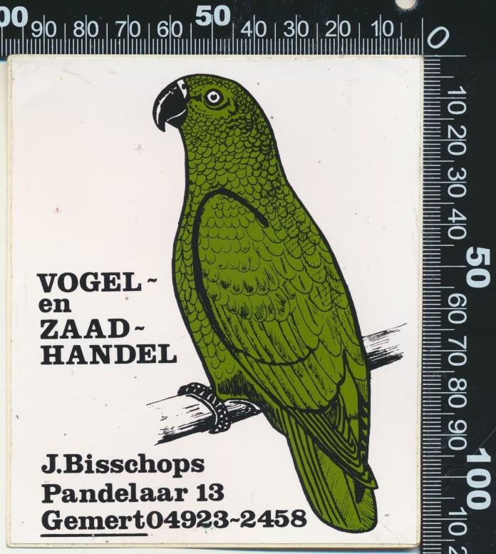Sticker: Vogel en Zaadhandel Bisschops - Gemert, Verzamelen, Ophalen of Verzenden, Zo goed als nieuw, Dier en Natuur
