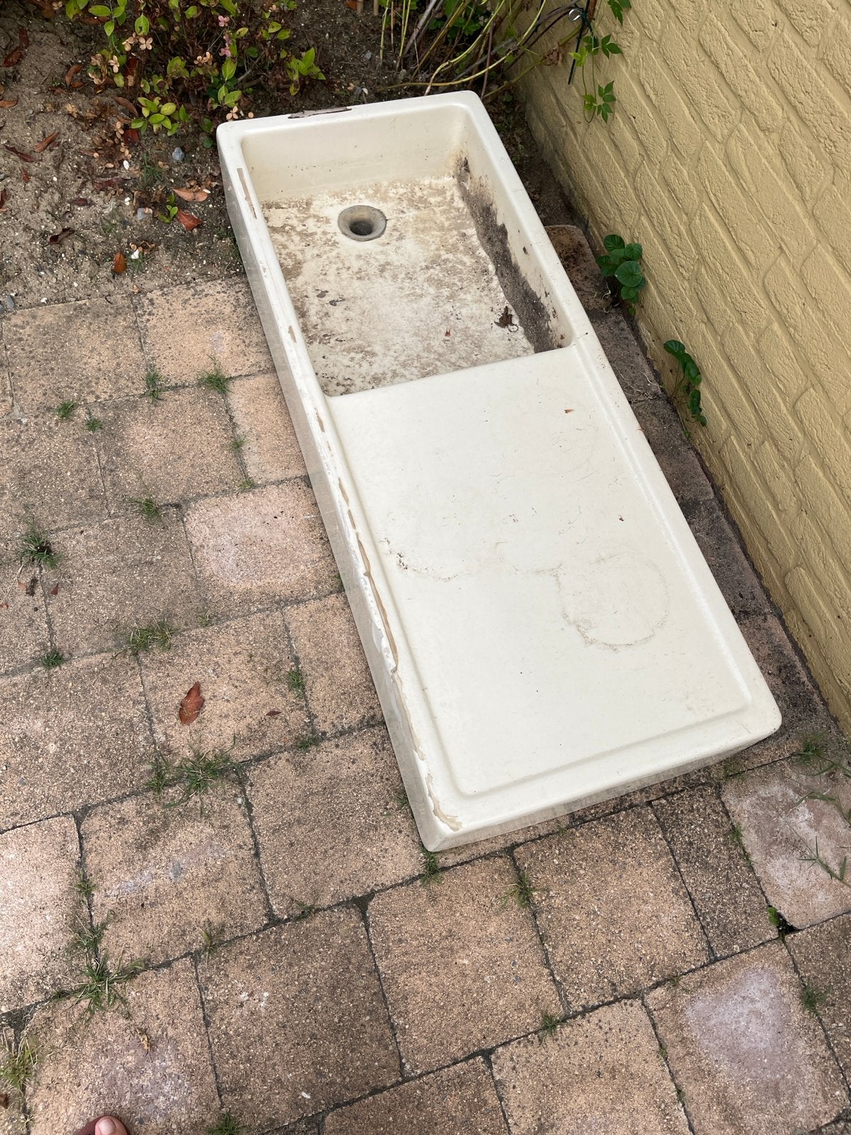 Oude wasbak/gootsteen voor buiten of garage, Ophalen, Gebruikt, Wastafel