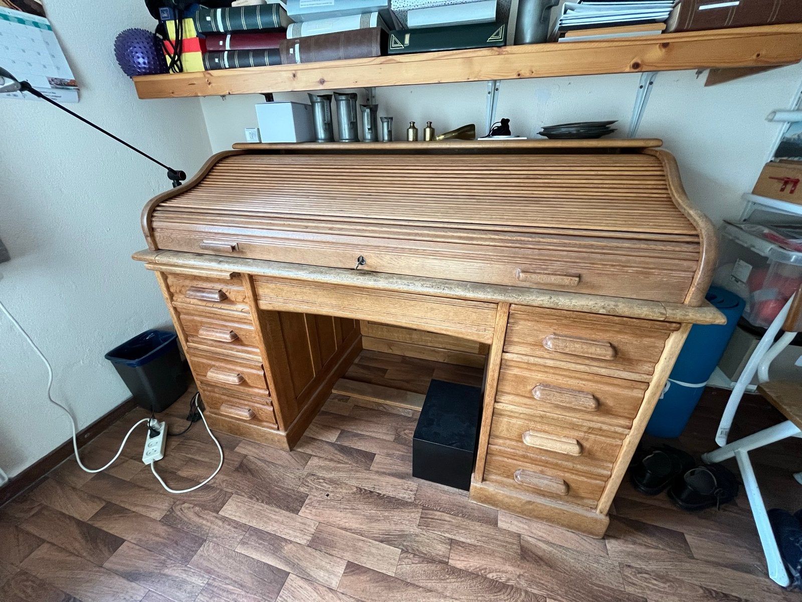 Antiek rolluikbureau van eikenhout, Ophalen, Gebruikt