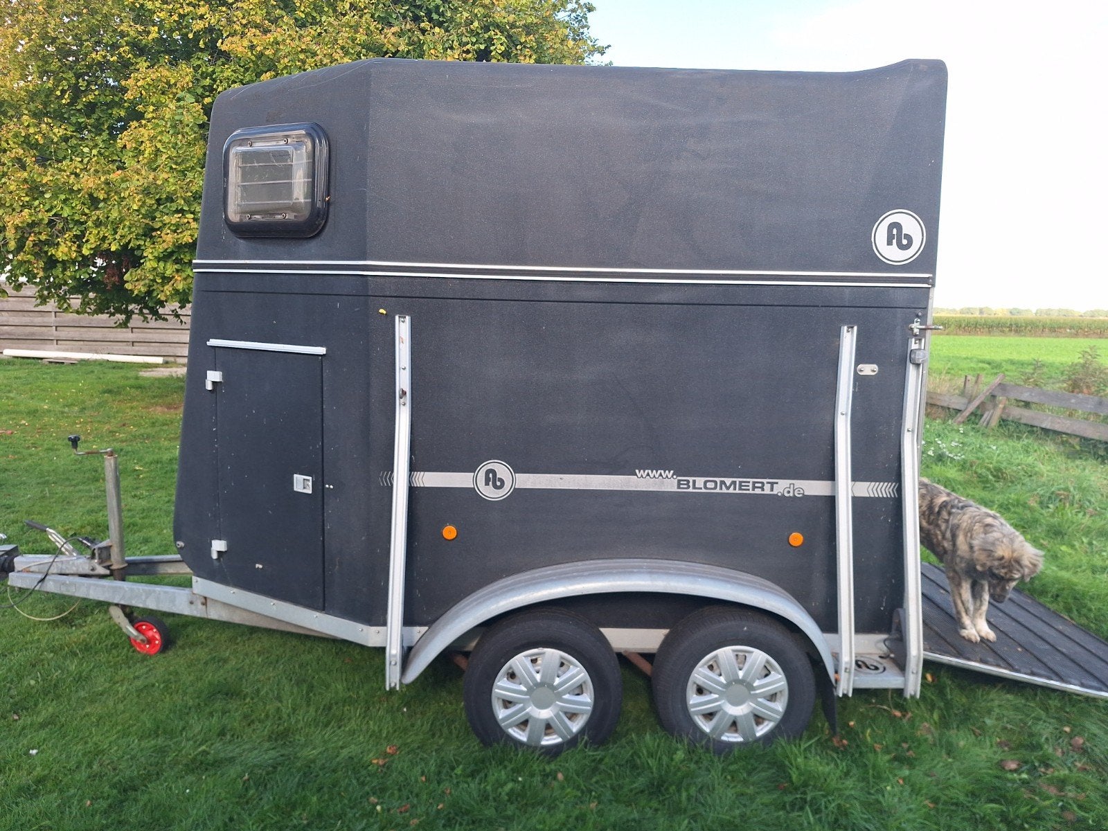2Paards polyester BLOMERT  zadelkamer  zwart, Ophalen, Gebruikt, Polyester, 2-paards trailer