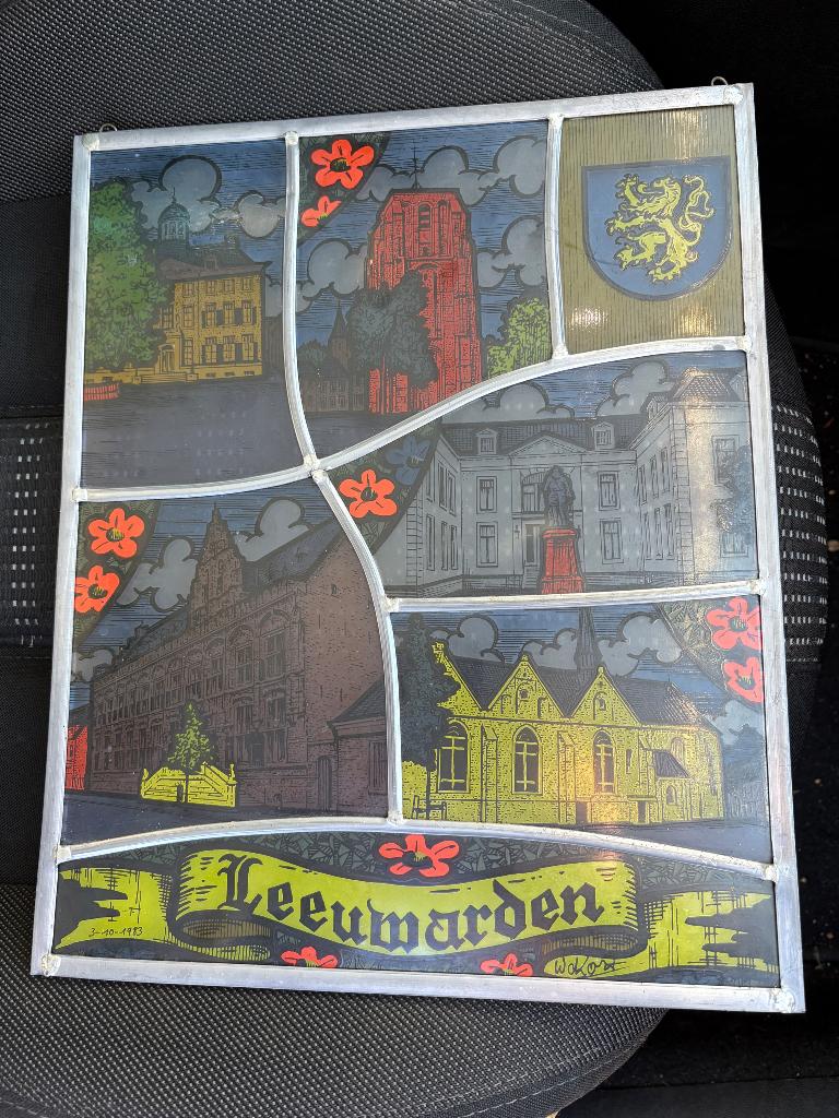 Glas in Lood Leeuwarden 37 x 30 cm, Ophalen of Verzenden