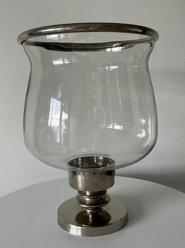 Colmore Hurricane, groot windlicht op Alu standaard,, Windlicht, Ophalen of Verzenden, Colmore, Glas