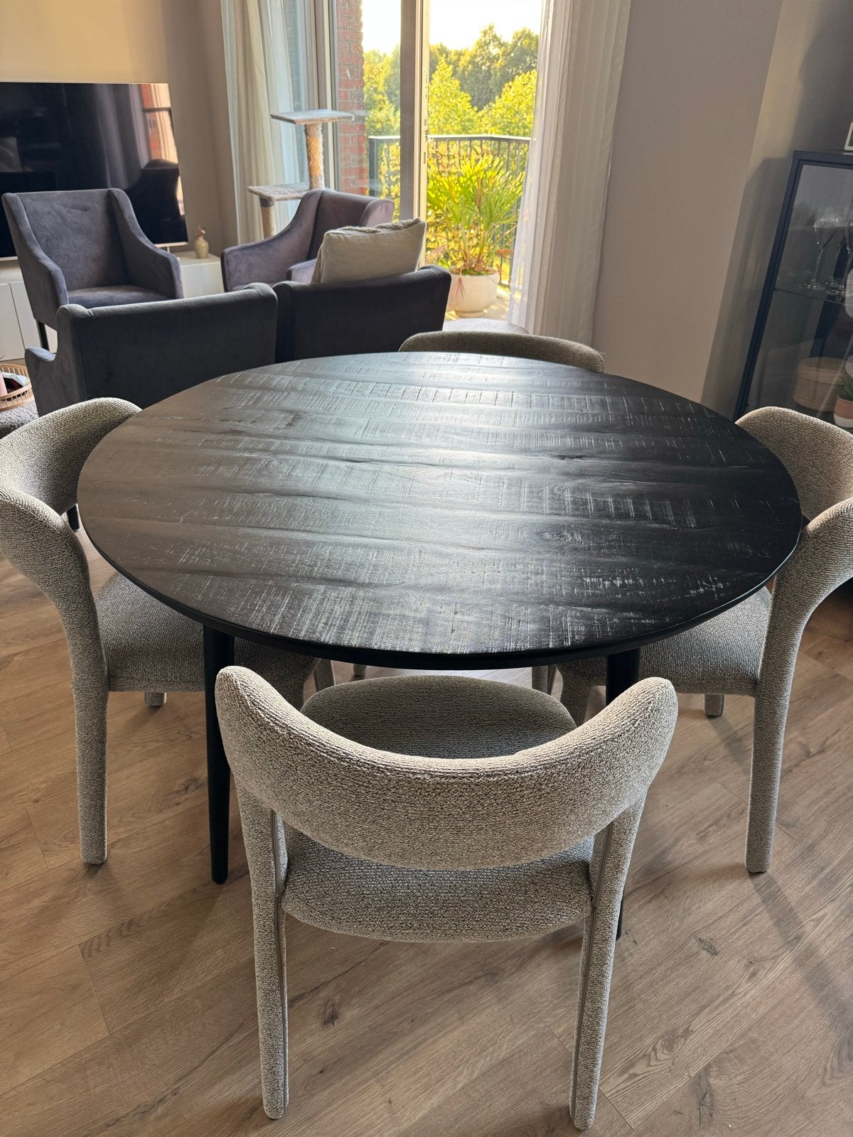 Ronde eettafel 120cm ø zwart mangohout EXCLUSIEF stoelen, Huis en Inrichting, Tafels | Eettafels, Ophalen, 50 tot 100 cm, 100 tot 150 cm