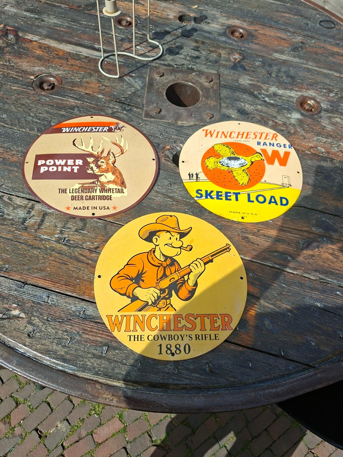 Winchester emaille reclameborden, Ophalen of Verzenden, Gebruikt, Reclamebord