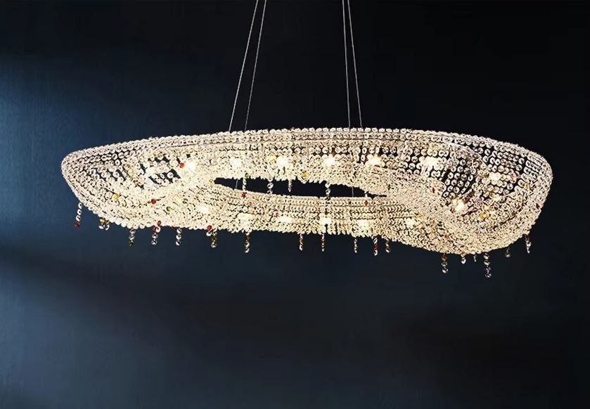 Chique 300 x 101 cm Grote Hotel LED Hanglamp Kroonluchter., Ophalen of Verzenden, Nieuw