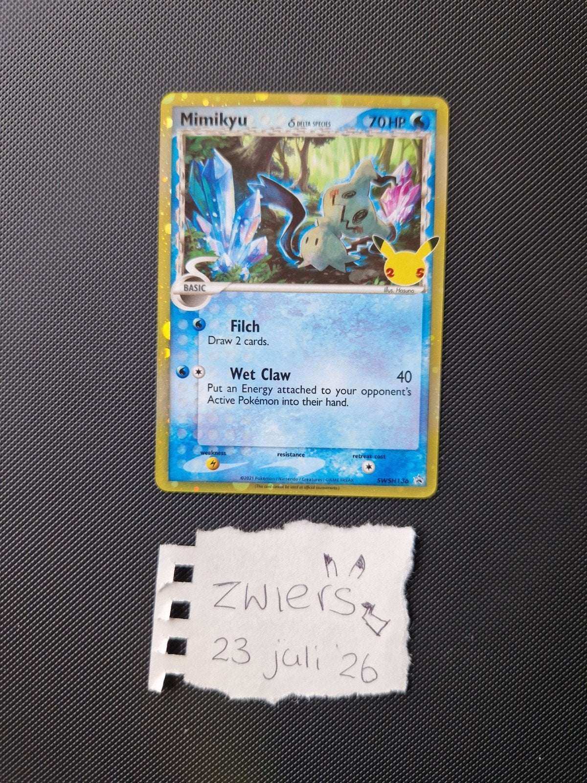 Mimikyu 25th Celebrations Promo | Pokemon kaart | NM | Engel, Hobby en Vrije tijd, Ophalen of Verzenden, Nieuw, Losse kaart, Foil