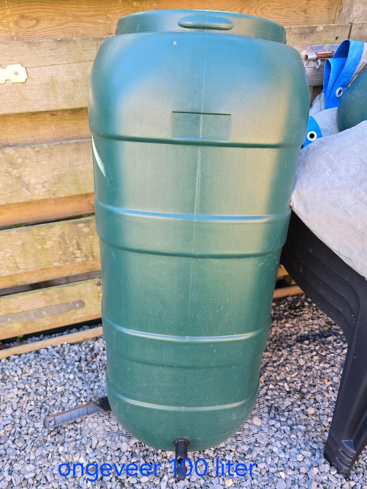 Regenton groen - ongeveer 100 liter - kapot kraantje, Ophalen, Gebruikt