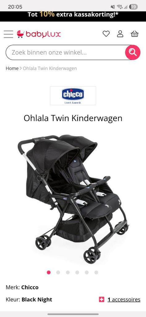 Chicco Ohlala Twin Kinderwagen Zwart, Ophalen
