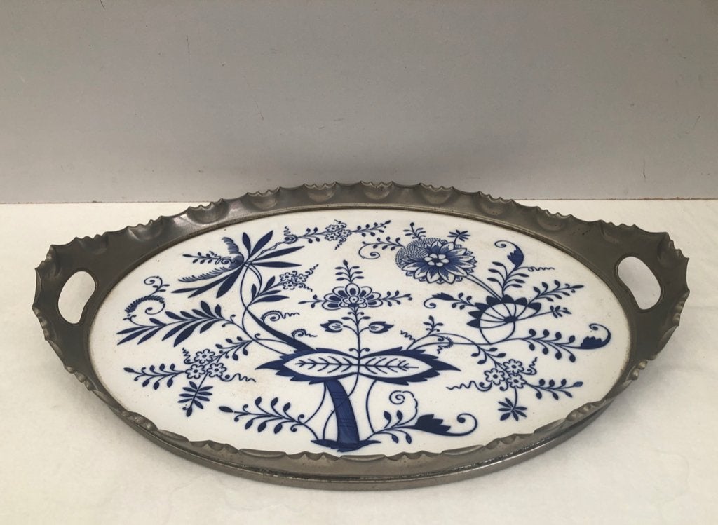 Antiek XL - Dienblad Zwiebelmuster - Ca 1920, Antiek en Kunst, Ophalen of Verzenden