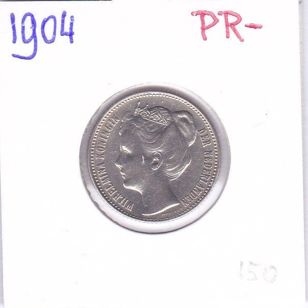 Mooie schaarse halve gulden 1904 voor 150 euro, ½ gulden, Zilver, Ophalen of Verzenden, Koningin Wilhelmina