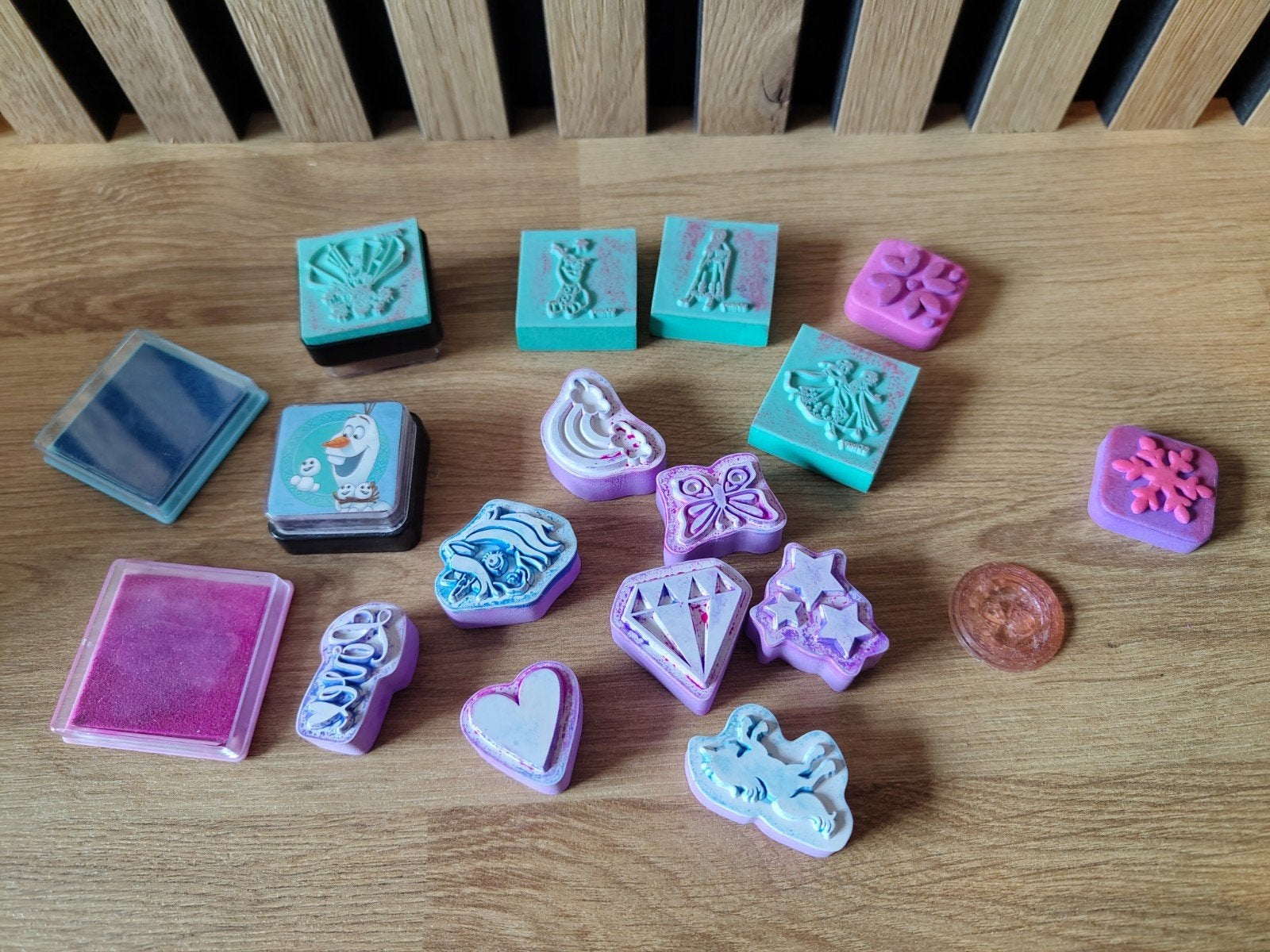 Frozen stempels met inktkussens, Ophalen, Gebruikt, Knutselen