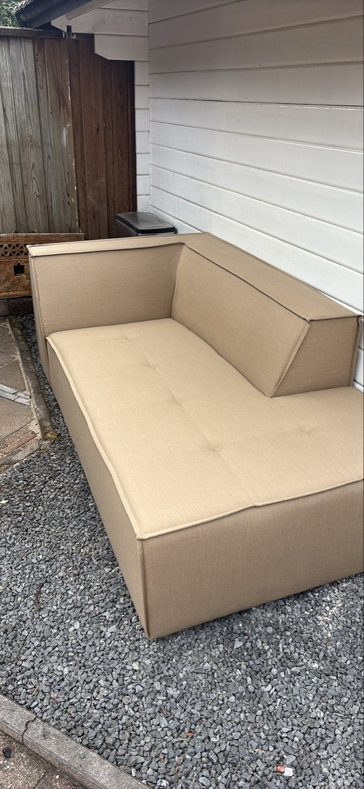 Rivièra Maison Hoekelement Bellagio Outdoor CL rechts Taupe, Ophalen, 150 tot 200 cm, Driepersoons, 75 tot 100 cm