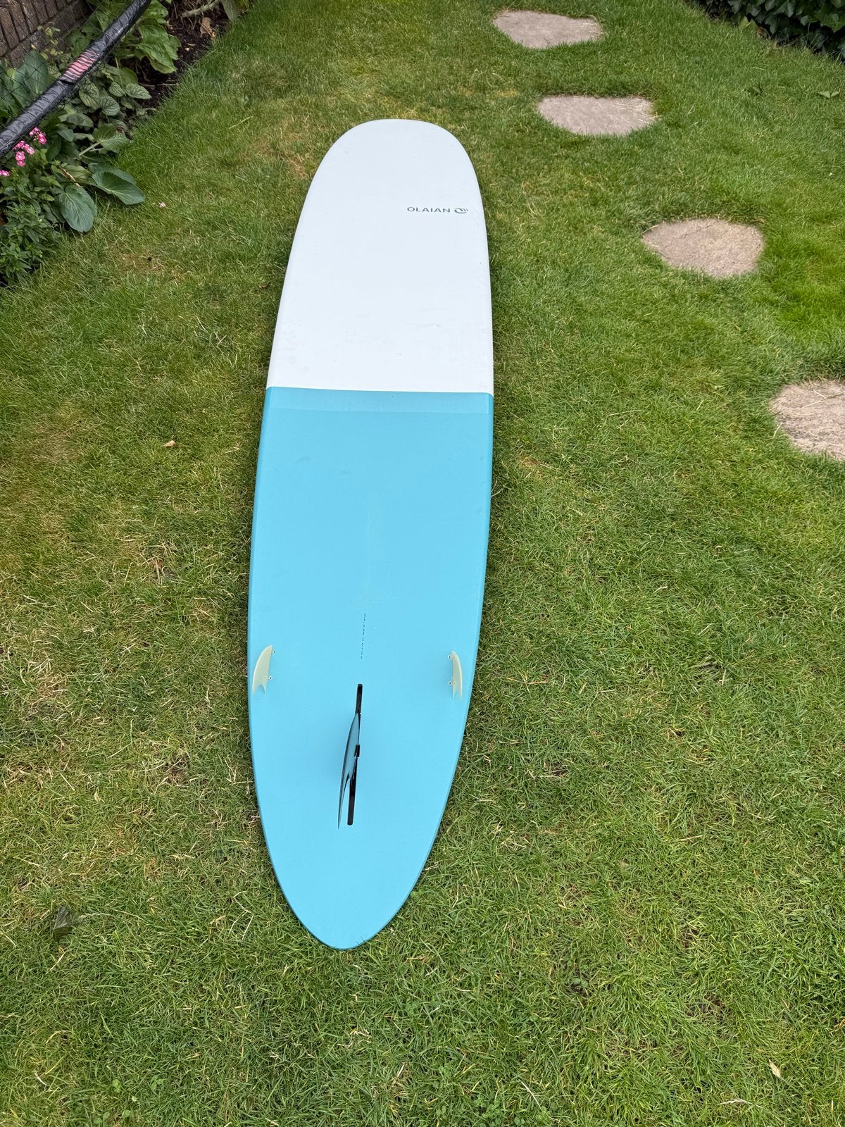 Olaian 9'0" Longboard Surfplank - Zo goed als nieuw, Ophalen, Zo goed als nieuw, Longboard, Met vinnen