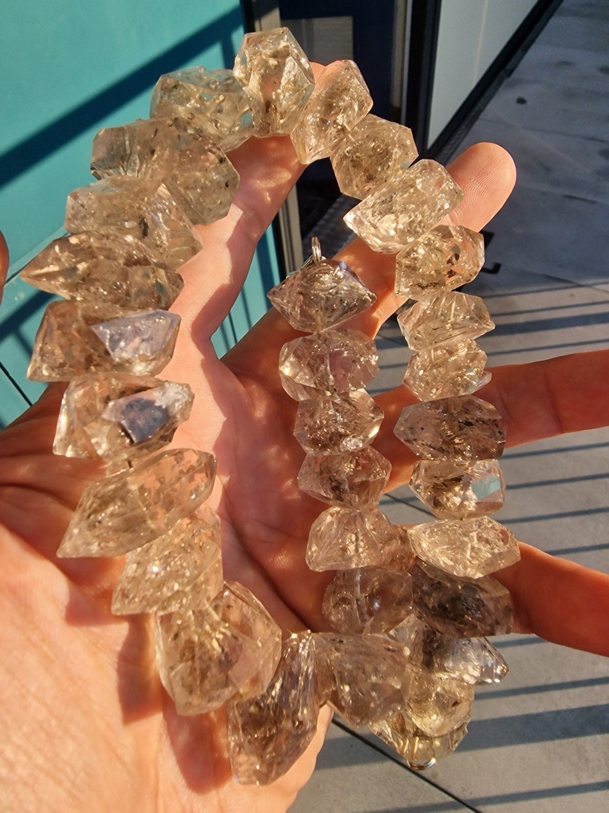 N357 Petroleum Herkimer Diamant Kwarts Kristallen Ketting, Circlesevenj@gmail.com, Nieuw, Ophalen of Verzenden, 2263cc