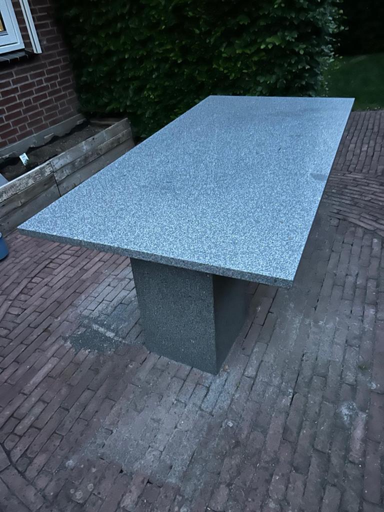 Tuintafel graniet, Tuin en Terras, Tuintafels, Ophalen, Gebruikt, Rechthoekig, Overige materialen