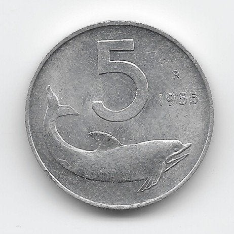 Italië 5 lire 1955 KM# 92, Verzenden, Italië, Losse munt
