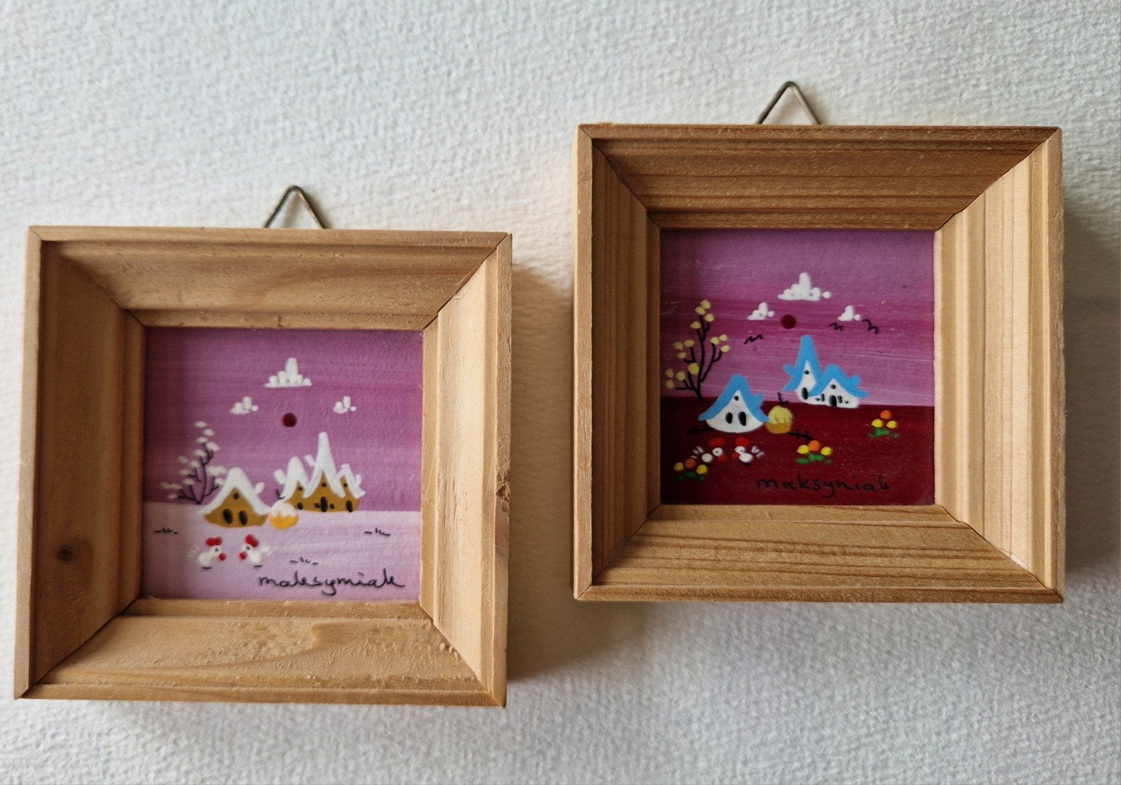 Miniatuur schilderijtjes, Origineel werk, Ophalen of Verzenden, Landschap, Vintage
