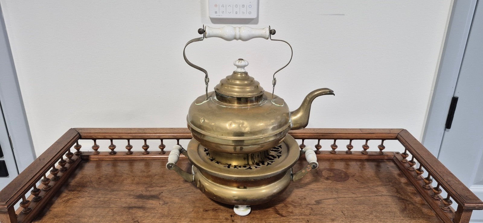 Antieke Koperen Theepot met Rechaud, Ophalen