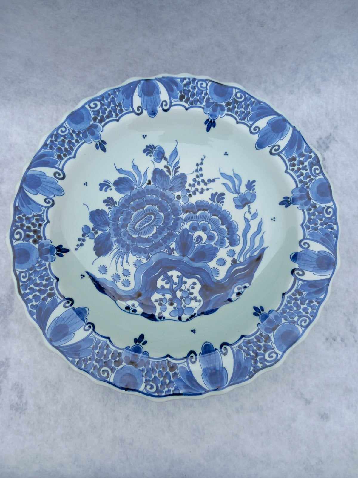 Antiek Delfts Blauw Wandbord - Bloemmotief, Antiek en Kunst, Ophalen of Verzenden
