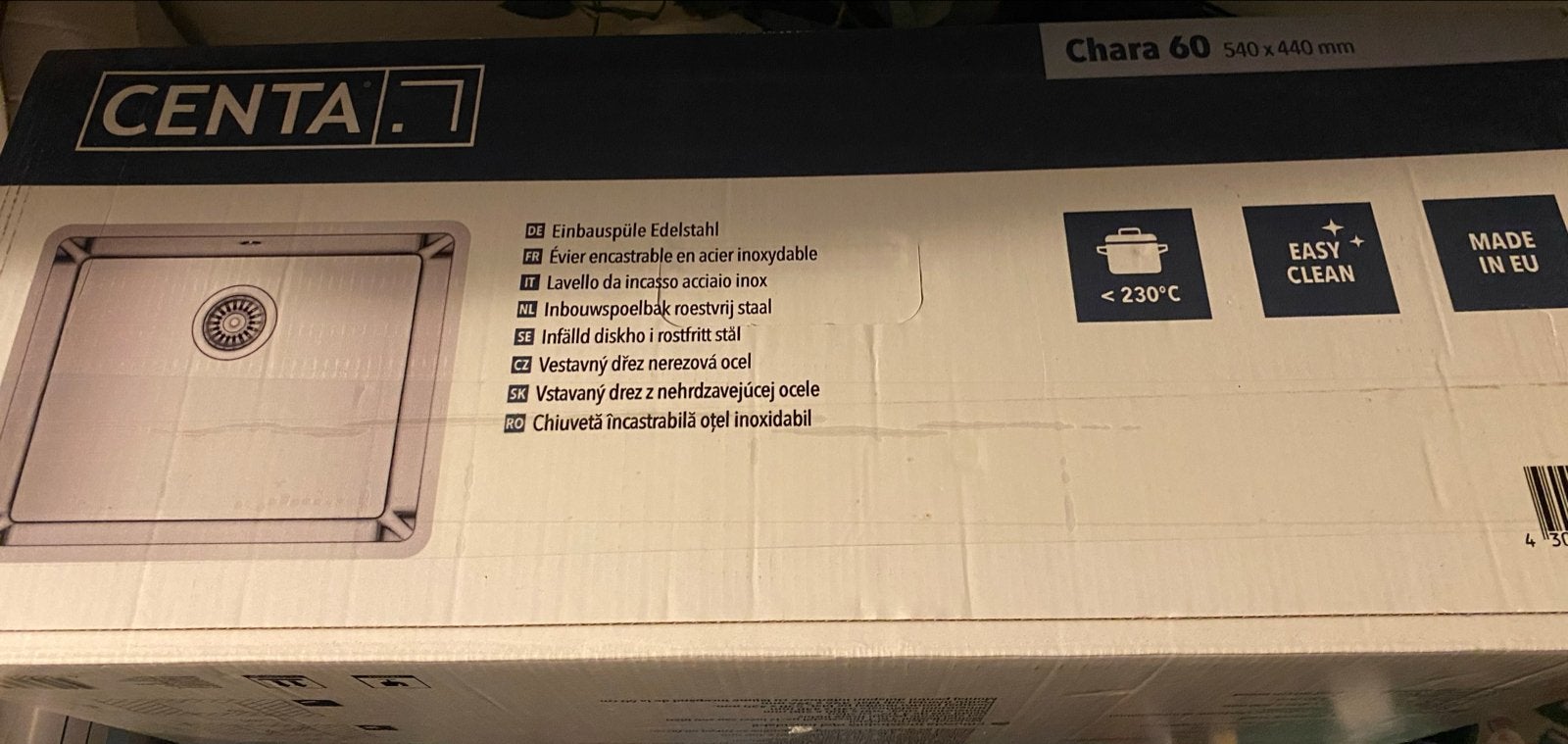 Centa Chara 60 RVS Spoelbak 540x440mm - Nieuw in doos, Ophalen, Overige typen, Metaal, Overige merken