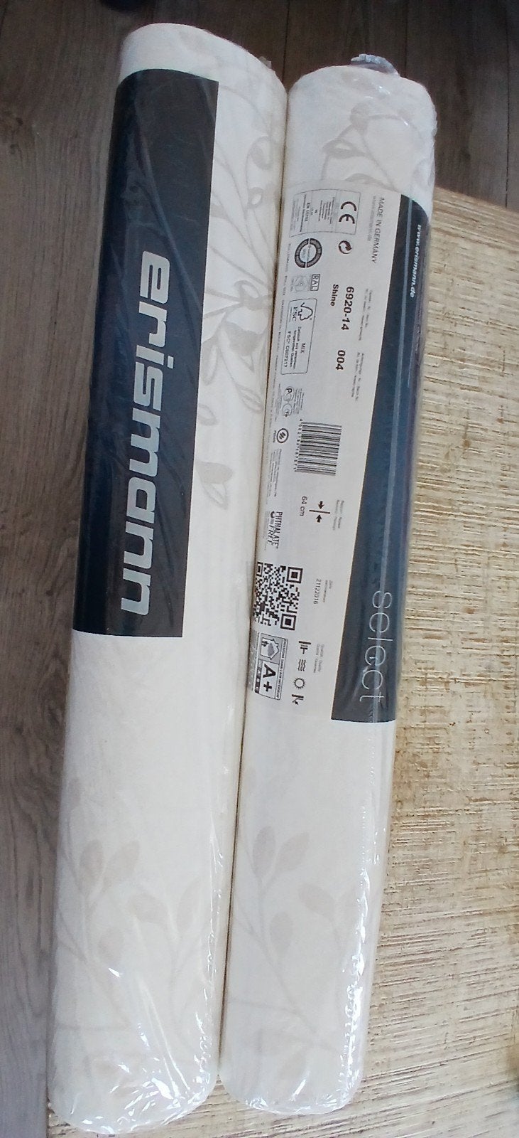 Erismann Behang - 2 rollen met bladpatroon, Bladeren, Natuurlijk, Beige, Vliesbehang