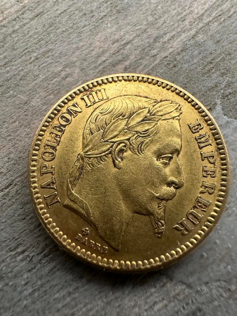 Gouden 20 Francs Napoleon III Munt - 1864, Postzegels en Munten, Ophalen of Verzenden, Losse munt, Goud