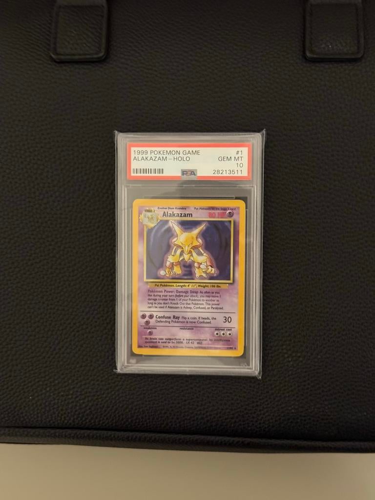 Base set unlimited PSA 10 Alakazam Holo, Ophalen, Nieuw, Losse kaart, Foil