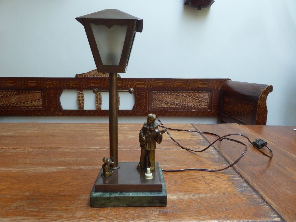 Art deco lampje pierrot met hondje