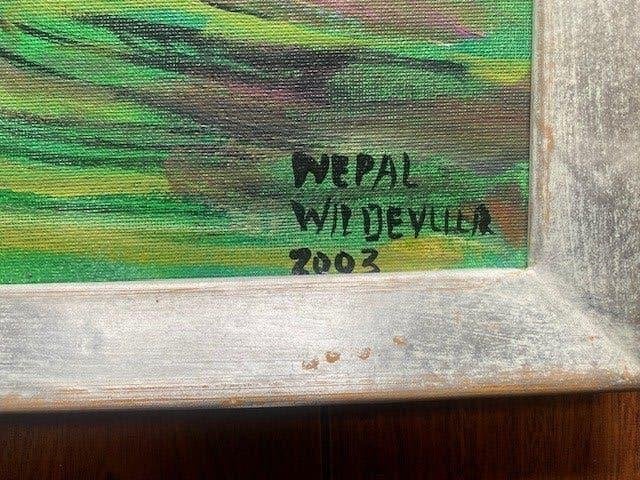 Acryl, Maya Wildevuur (1944-2023), Nepal, 2003, Acrylverf, Doek, Ophalen of Verzenden, Gesigneerd