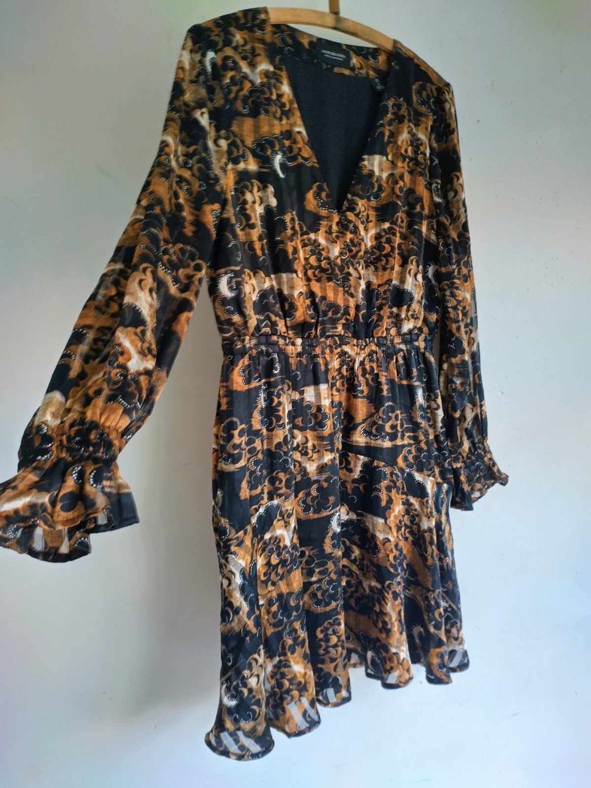 Scotch & Soda jurk bruin/ zwarte print. mt M, Maat 38/40 (M), Verzenden, Zwart, Scotch & Soda