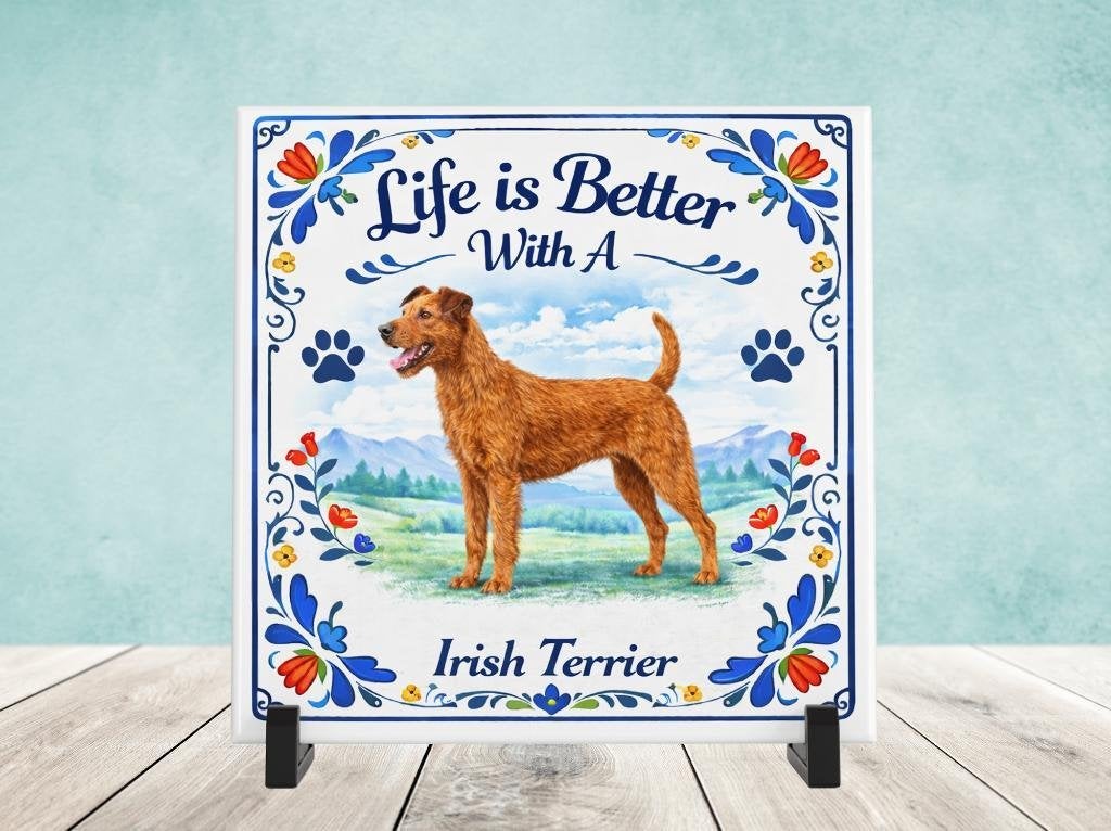 Life is Better With a Irish Terrier - Ierse Terrier Tegel, Huis en Inrichting, Woonaccessoires | Tekstborden en Spreuken, Nieuw