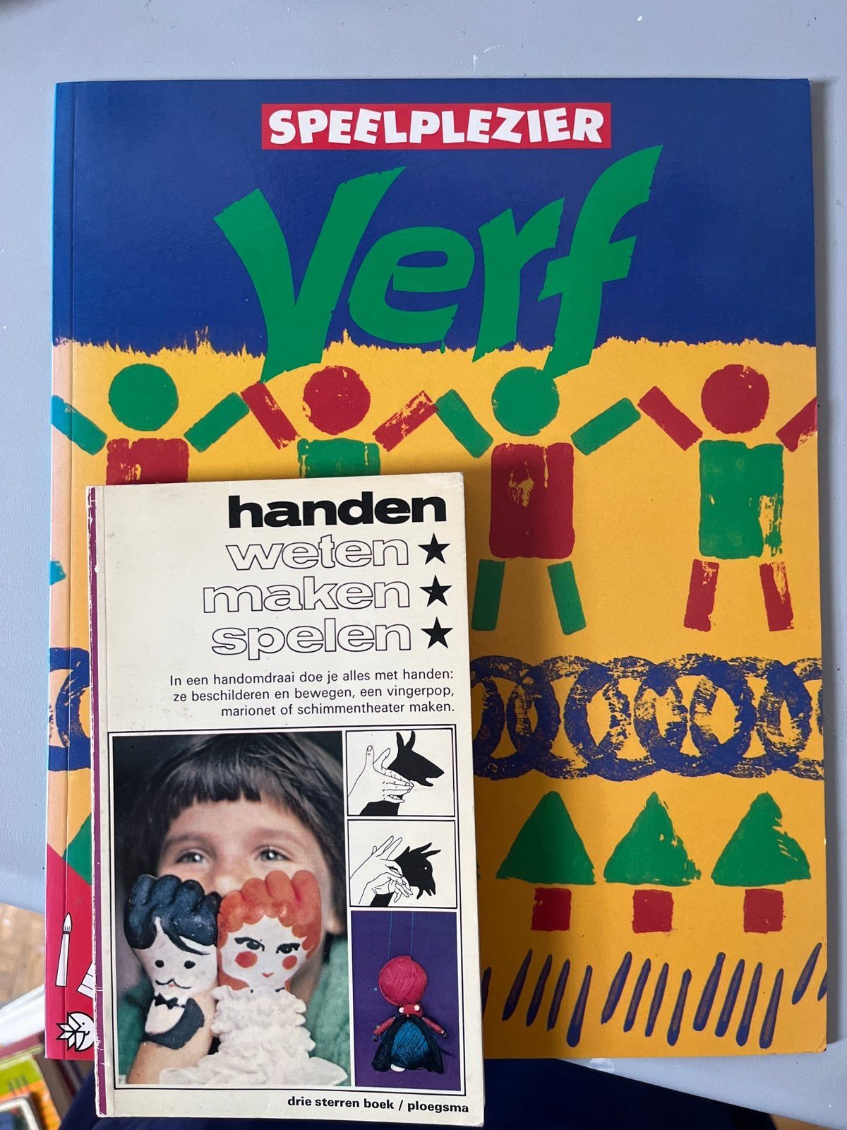 Boeken: Verven met handen & Stempelen, Vingerpop, Marionet, Ophalen of Verzenden, Gelezen, Non-fictie