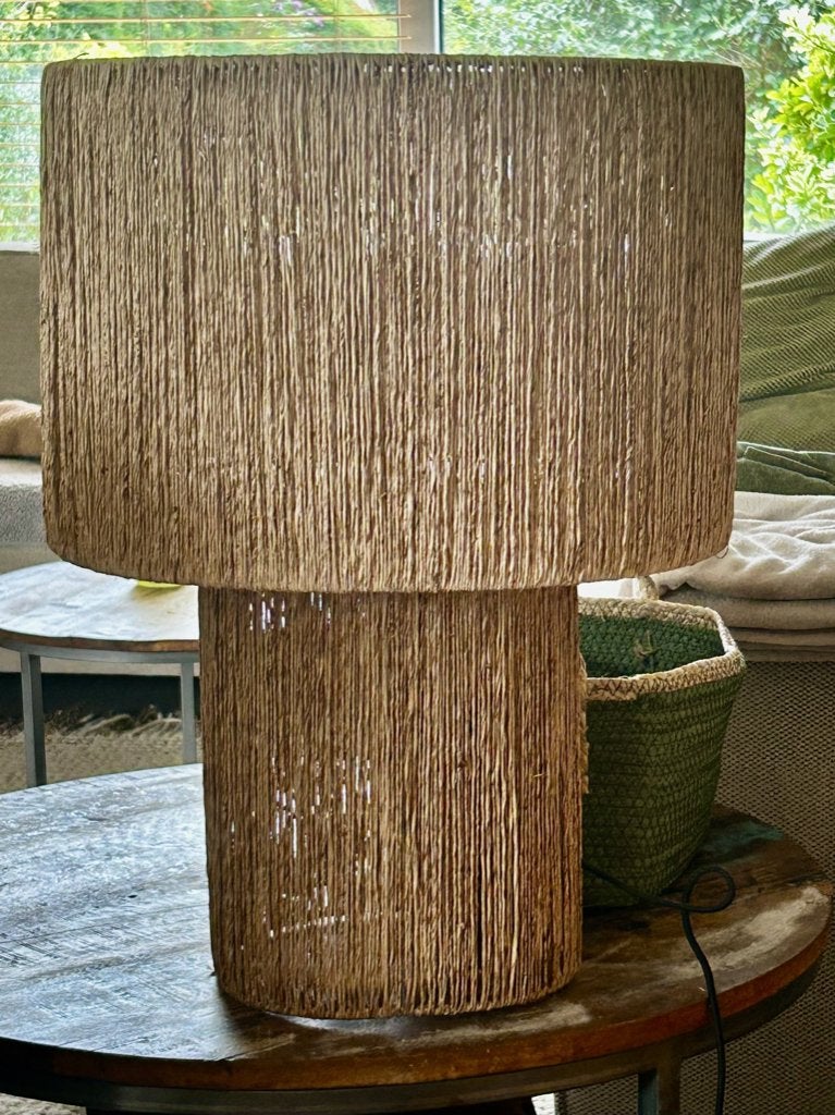 Mooie sfeervolle lamp van gevlochten touw, Ophalen, Met schakelaar, 60 cm, Natuurlijk materiaal