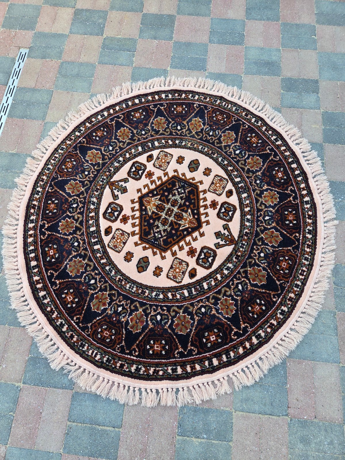rond perzisch tapijt vloerkleed vintage antiek oosters, 150 tot 200 cm, Rond, Ophalen of Verzenden, Zo goed als nieuw