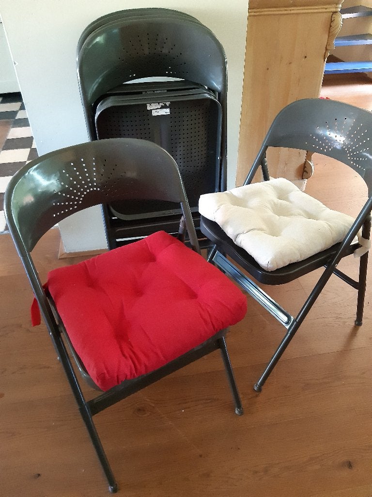 klapstoelen met kussens, Huis en Inrichting, Stoelen, Ophalen, Zwart, Klapstoel, Zo goed als nieuw